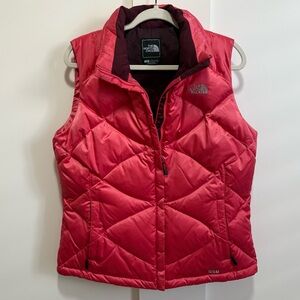 The North Face 550 Down Filled Puffer Vest Quilted Pink Winter Ski Weather Proof